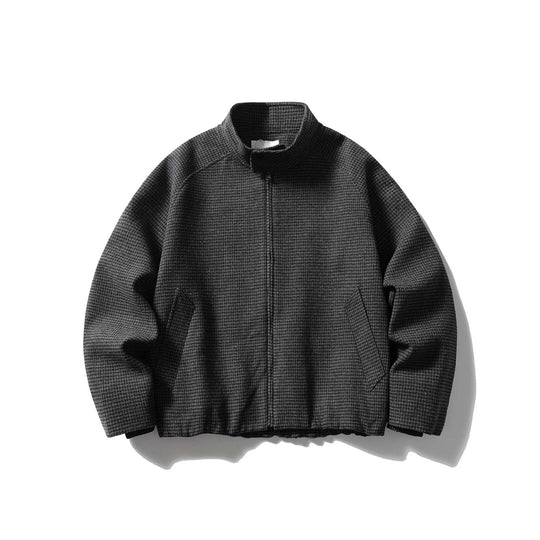 Unisex Kurz geschnittene strukturierte Blousonjacke mit Stehkragen und Reißverschluss Nord Taschen