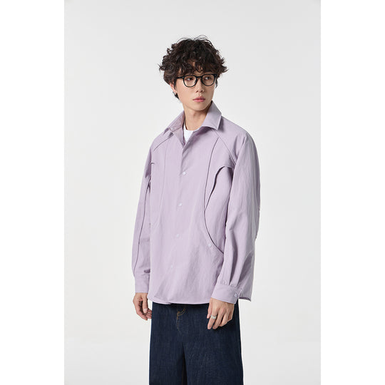 Damen Oversize-Hemdjacke mit geschwungener Teilnaht und Druckknopfleiste Nord Taschen