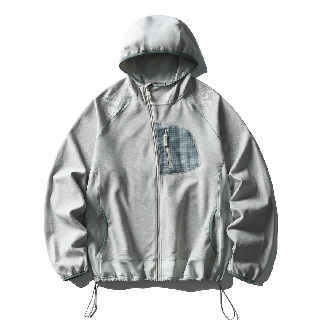 Unisex Leichte Tech-Fleece Kapuzenjacke mit Frontreißverschluss, Brust-Zip-Tasche und Kordelzugsaum Nord Taschen