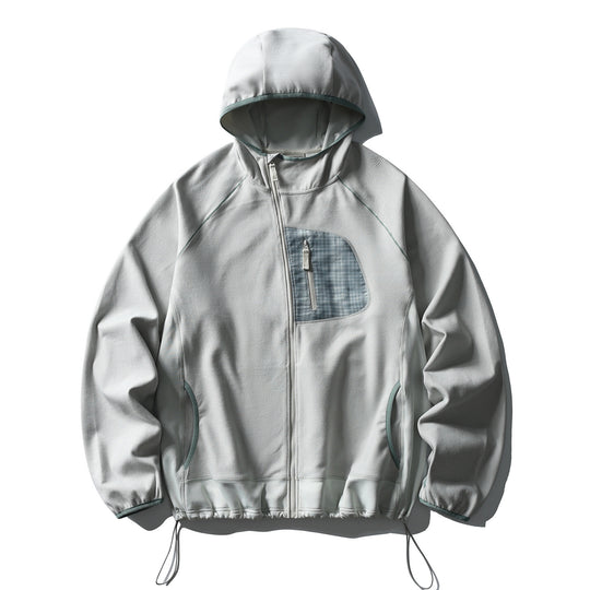 Unisex Leichte Tech-Fleece Kapuzenjacke mit Frontreißverschluss, Brust-Zip-Tasche und Kordelzugsaum Nord Taschen