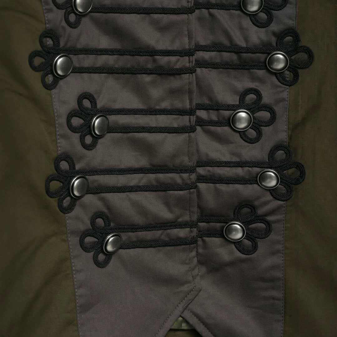 Damen Kurzjacke im Militärstil mit Stehkragen, Zierfrosch und Epauletten Nord Taschen