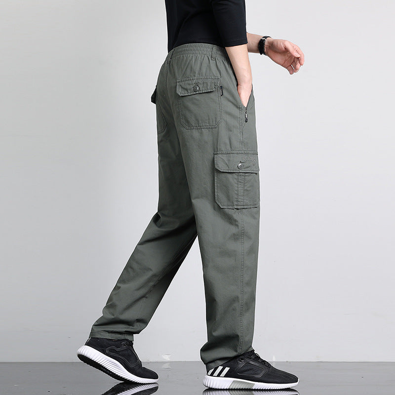 Herren Lockere Cargohose mit elastischem Bund, Multifach‑Taschen & geradem Bein Nord Taschen