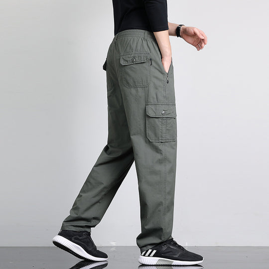 Herren Lockere Cargohose mit elastischem Bund, Multifach‑Taschen & geradem Bein Nord Taschen