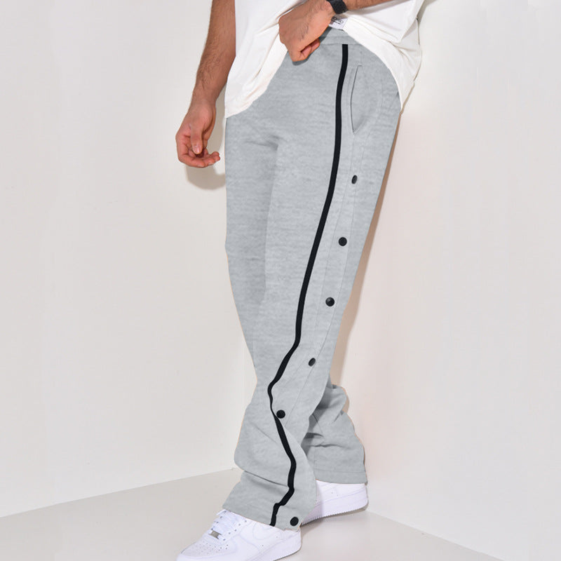Herren Snap-Trackhose mit seitlichem Kontraststreifen, Druckknopf-Leiste und elastischem Bund Nord Taschen