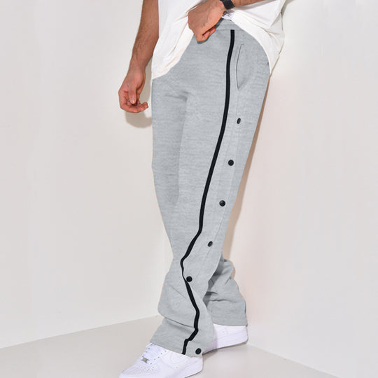 Herren Snap-Trackhose mit seitlichem Kontraststreifen, Druckknopf-Leiste und elastischem Bund Nord Taschen