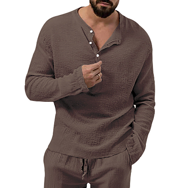 Herren Langarmshirt mit Knopfleiste Nord Taschen