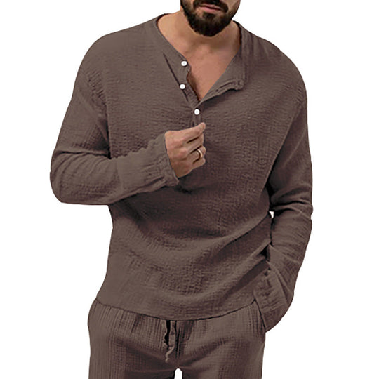 Herren Langarmshirt mit Knopfleiste Nord Taschen