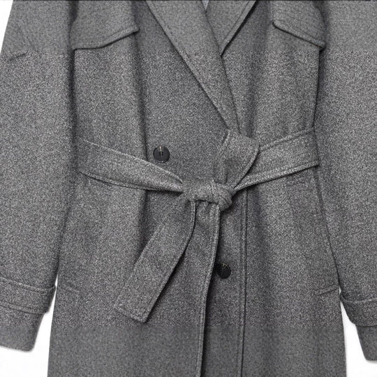 Damen Langer Woll-Trenchcoat mit Bindegürtel Nord Taschen