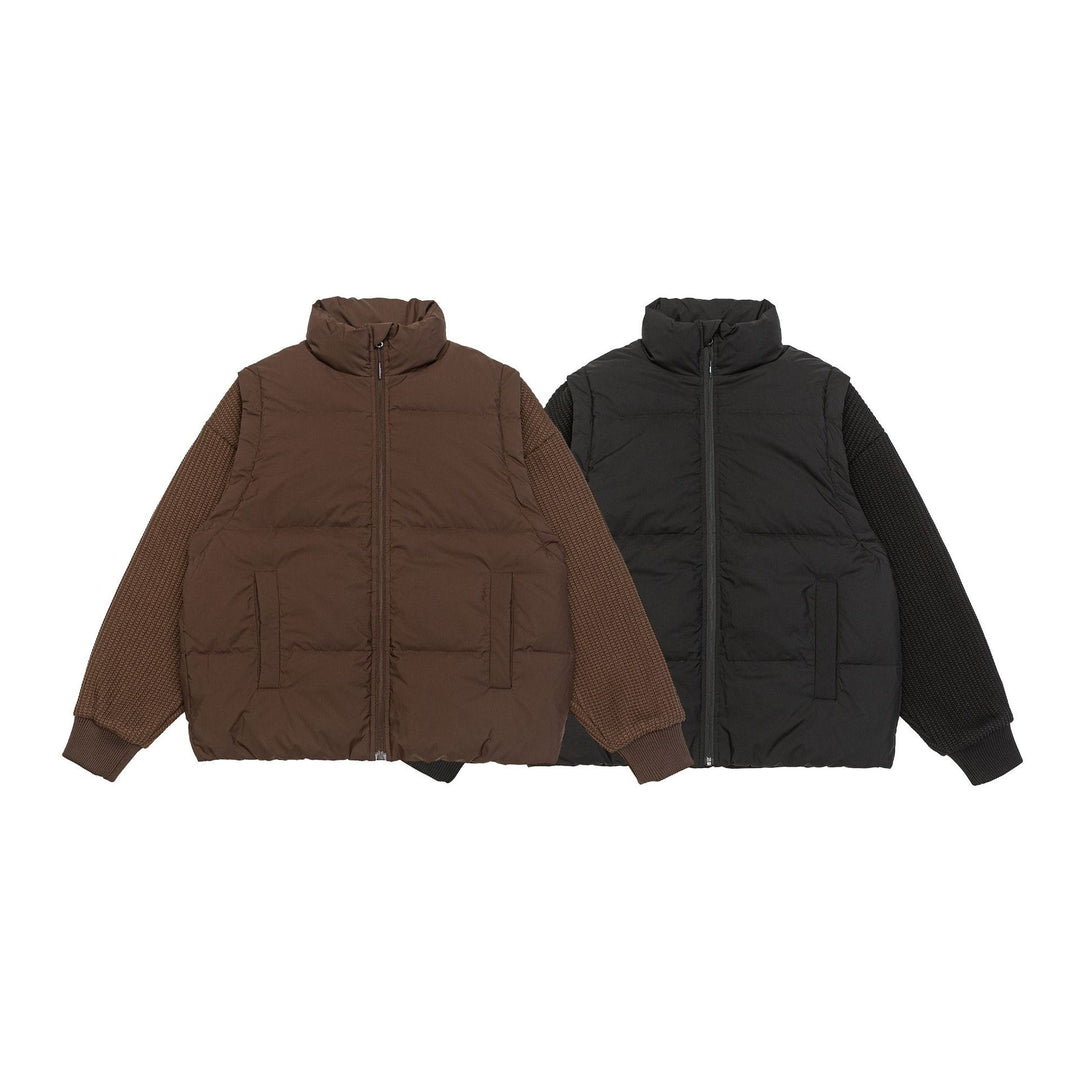 Herren Gefütterte Hybrid‑Steppjacke mit Strickärmeln und hohem Stehkragen Nord Taschen