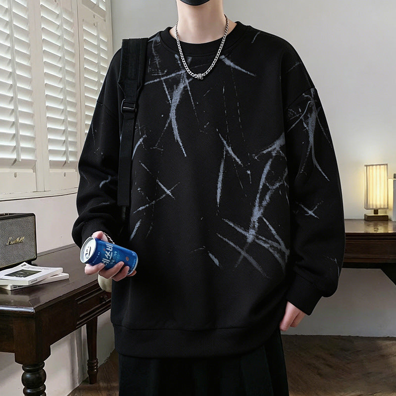 Herren Sweatshirt mit abstraktem Print, Rundhalsausschnitt und relaxed Fit Nord Taschen