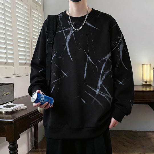 Herren Sweatshirt mit abstraktem Print, Rundhalsausschnitt und relaxed Fit Nord Taschen