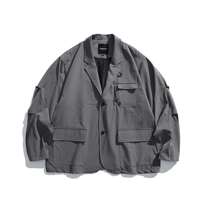 Herren Oversized Utility-Sakko mit multifunktionalen Taschen Nord Taschen