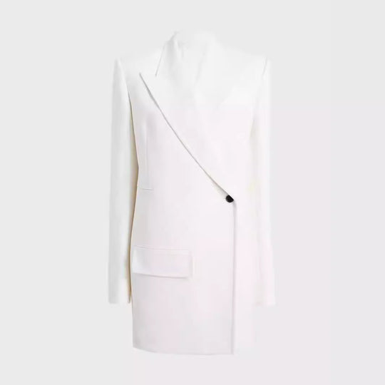 Damen Minimalistischer Longblazer mit asymmetrischer Ein‑Knopf‑Front und cleanem Longline‑Schnitt Nord Taschen