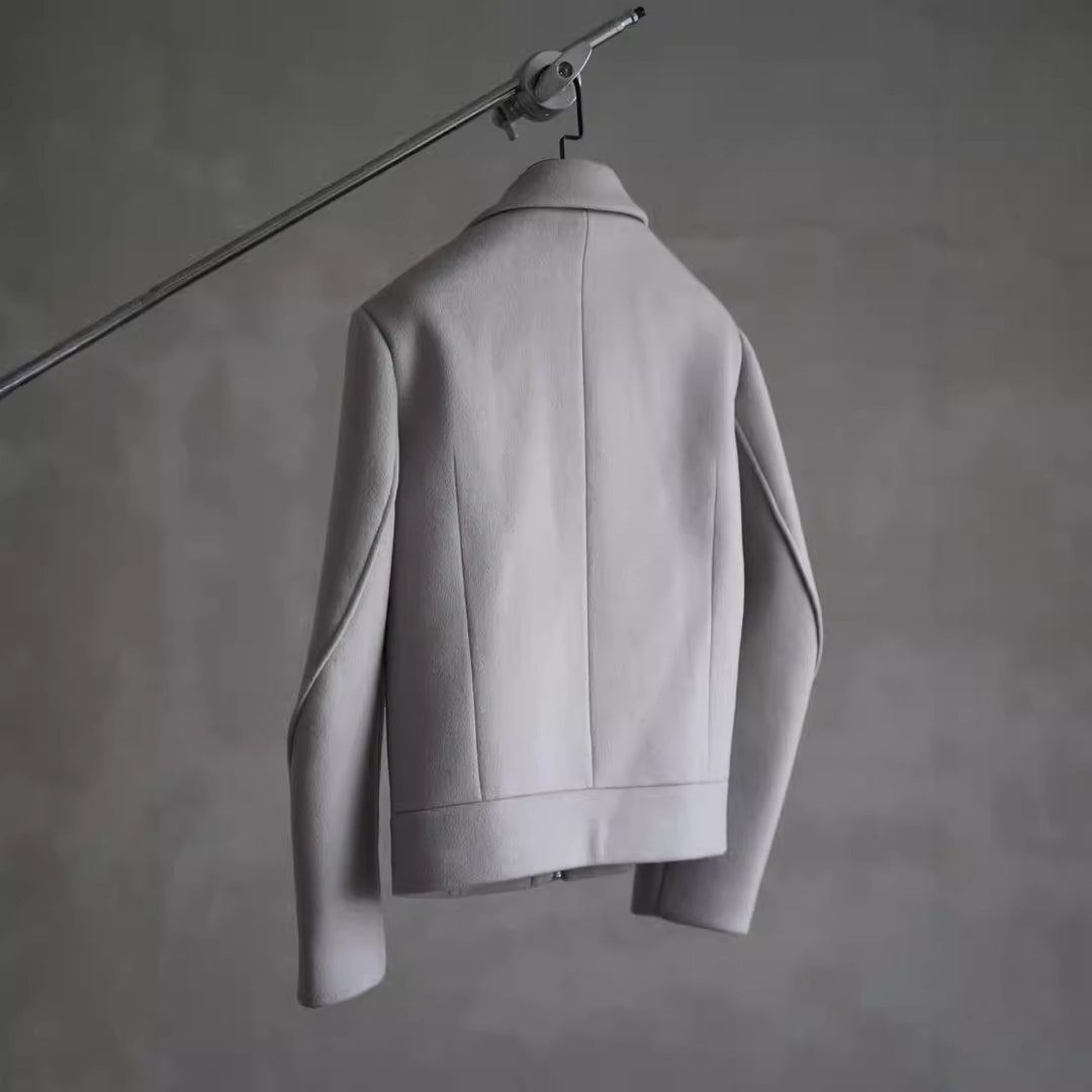 Damen Schlichter Wollmix-Kurzmantel mit verdecktem Reißverschluss und modernem Kragen Nord Taschen
