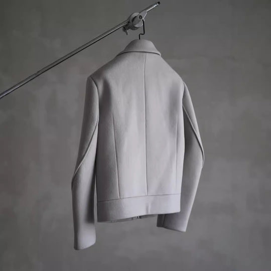 Damen Schlichter Wollmix-Kurzmantel mit verdecktem Reißverschluss und modernem Kragen Nord Taschen