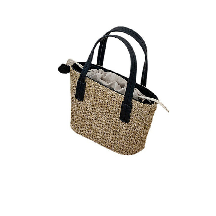 Damen geflochtene Strandtasche mit dekorativer Kordelzugöffnung Nord Taschen