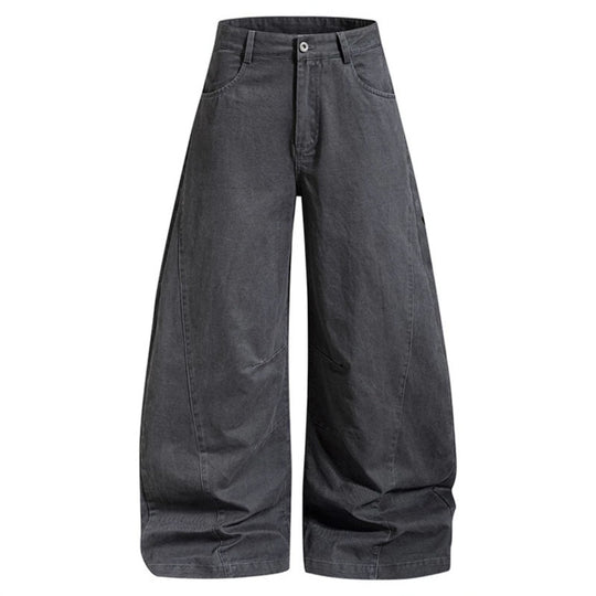 Damen Weite Denim-Palazzo-Hose mit Ballon-Saum und aufgesetzten Logotaschen Nord Taschen