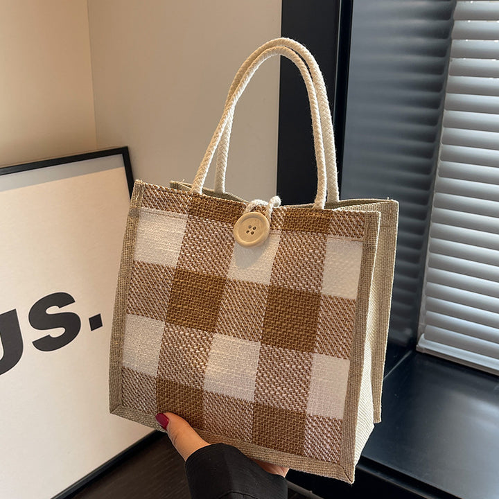 Damen Jute-Tasche im modernen Karomuster Nord Taschen