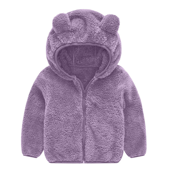 Damen Fleecejacke mit niedlichem Bärenohren-Design