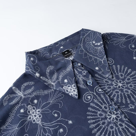 Damen Oversize-Buttonbluse mit Ballonärmeln und großem Hemdkragen Nord Taschen