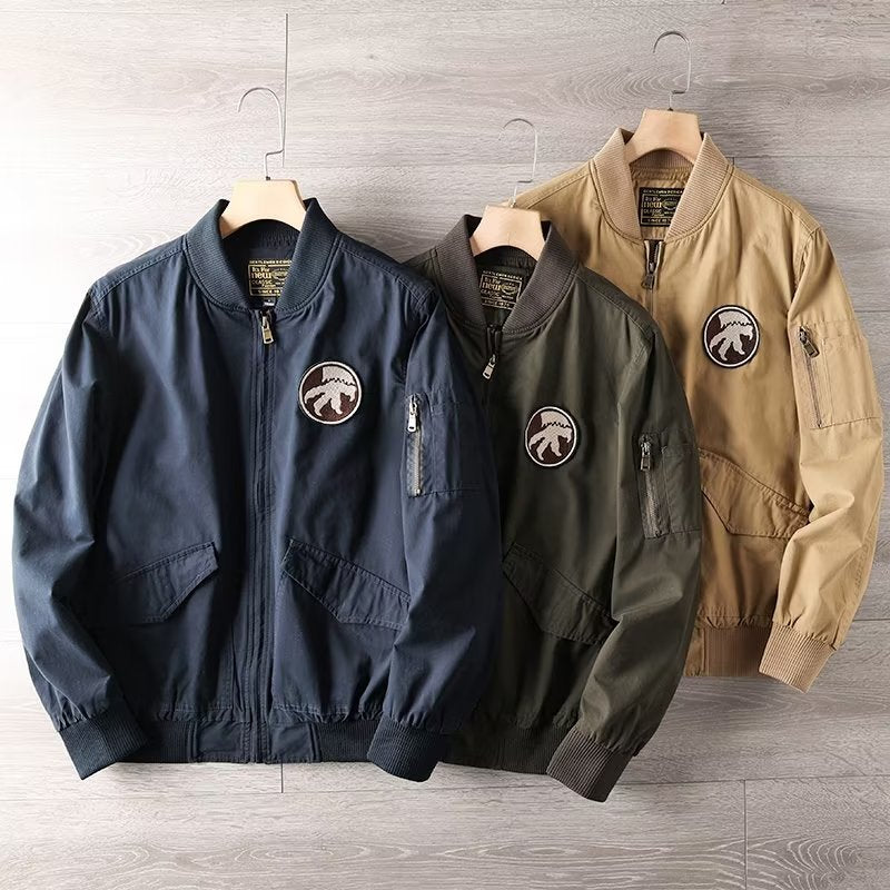 Herren Casual Bomberjacke mit Reißverschluss, Brustpatch und Ärmel-Taschendetail Nord Taschen