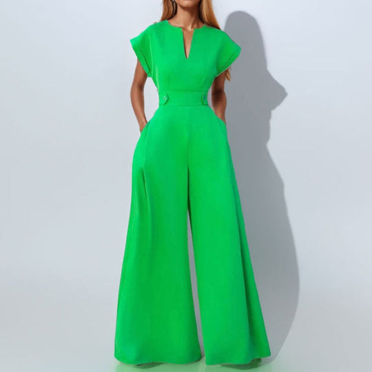 Damen eleganter Jumpsuit mit weitem Bein und praktischen Taschen - Vittorelli