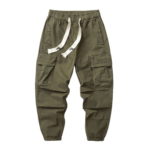 Herren Funktionelle Cargo-Joggerhose aus Baumwoll-Twill mit elastischem Tunnelzugbund und Klapp‑Utility‑Taschen Nord Taschen