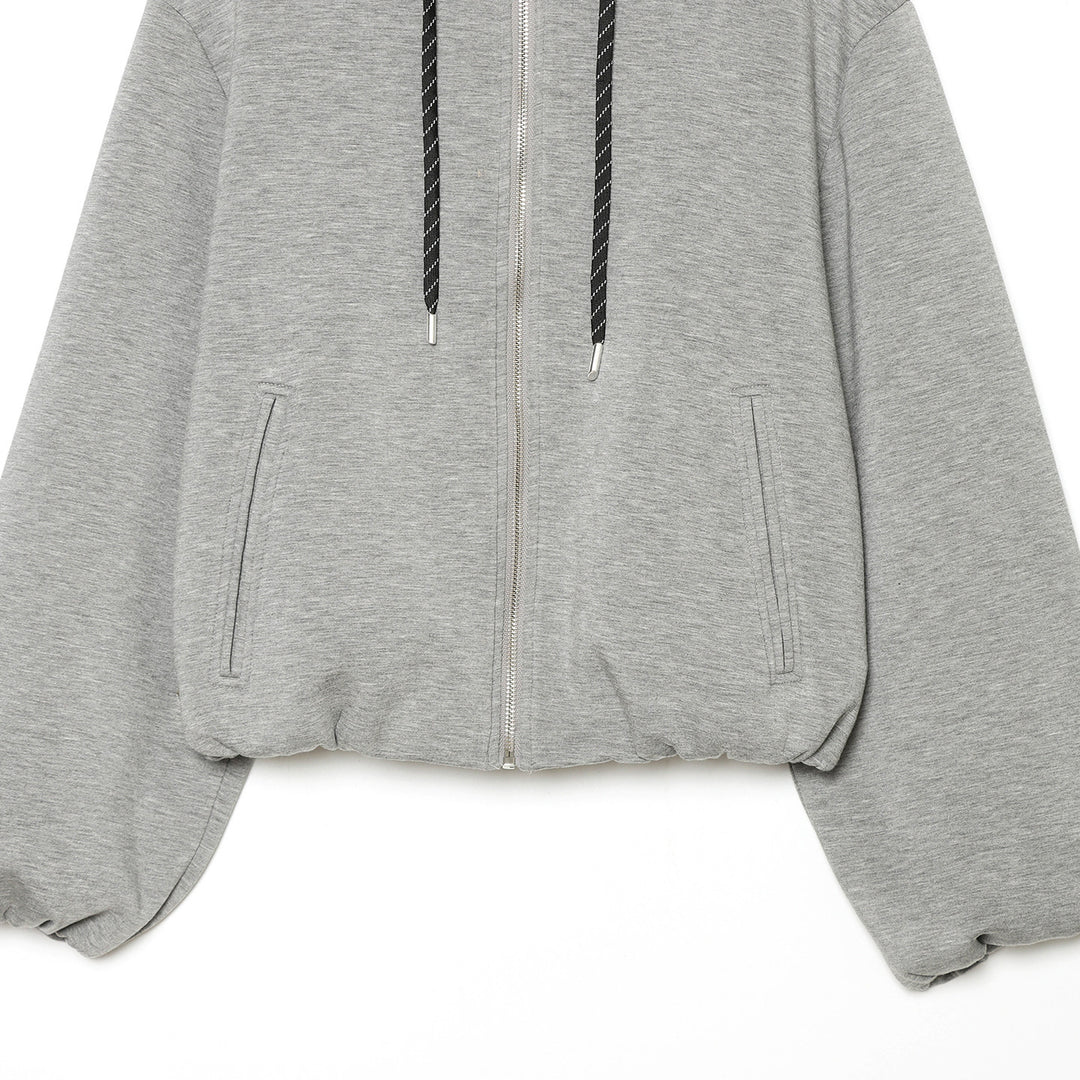 Damen Kurzgeschnittene Boxy-Kapuzenjacke mit durchgehendem Reißverschluss und kontrastierender Kordel Nord Taschen