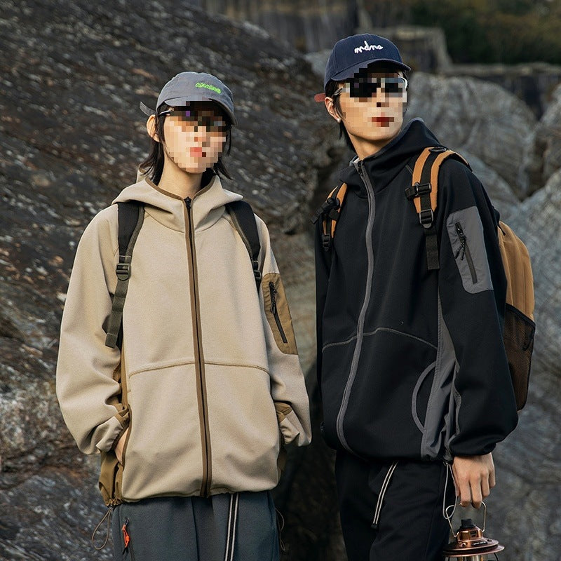 Herren Oversize Outdoor-Fleecejacke mit Kapuze, Ärmel-Reißverschlusstasche & Tunnelzug Nord Taschen