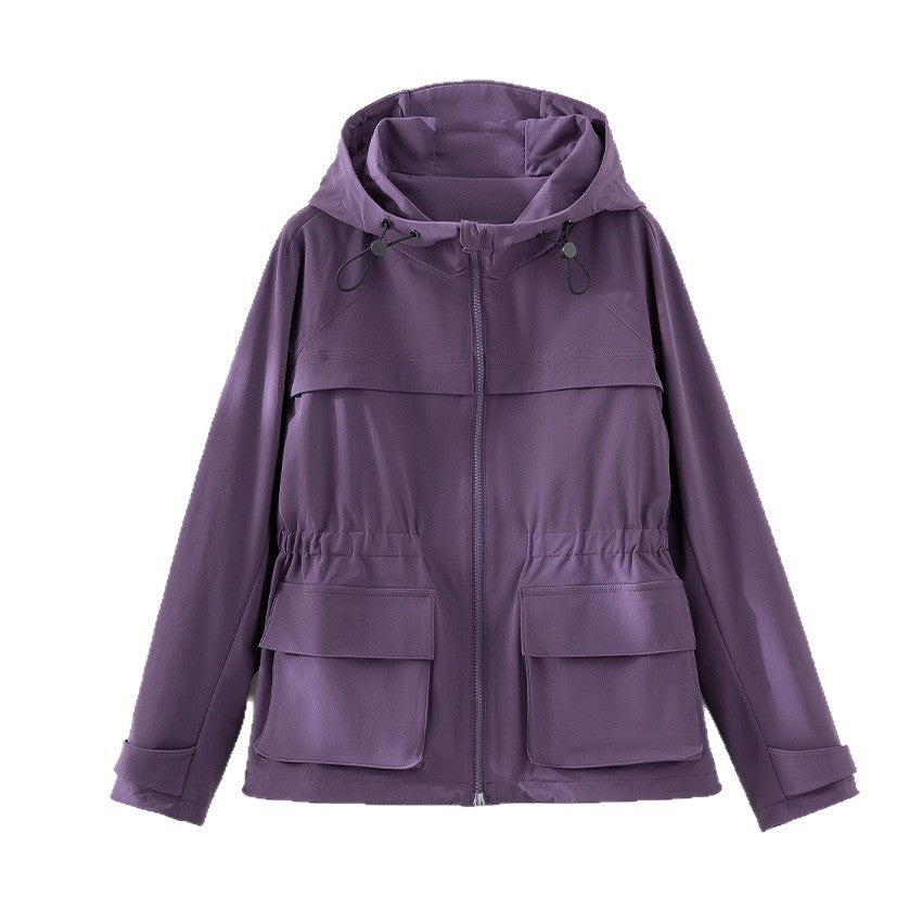 Damen Leichte Funktions-Utility-Jacke mit Kapuze, Kordelzug-Taille und aufgesetzten Klappentaschen Nord Taschen