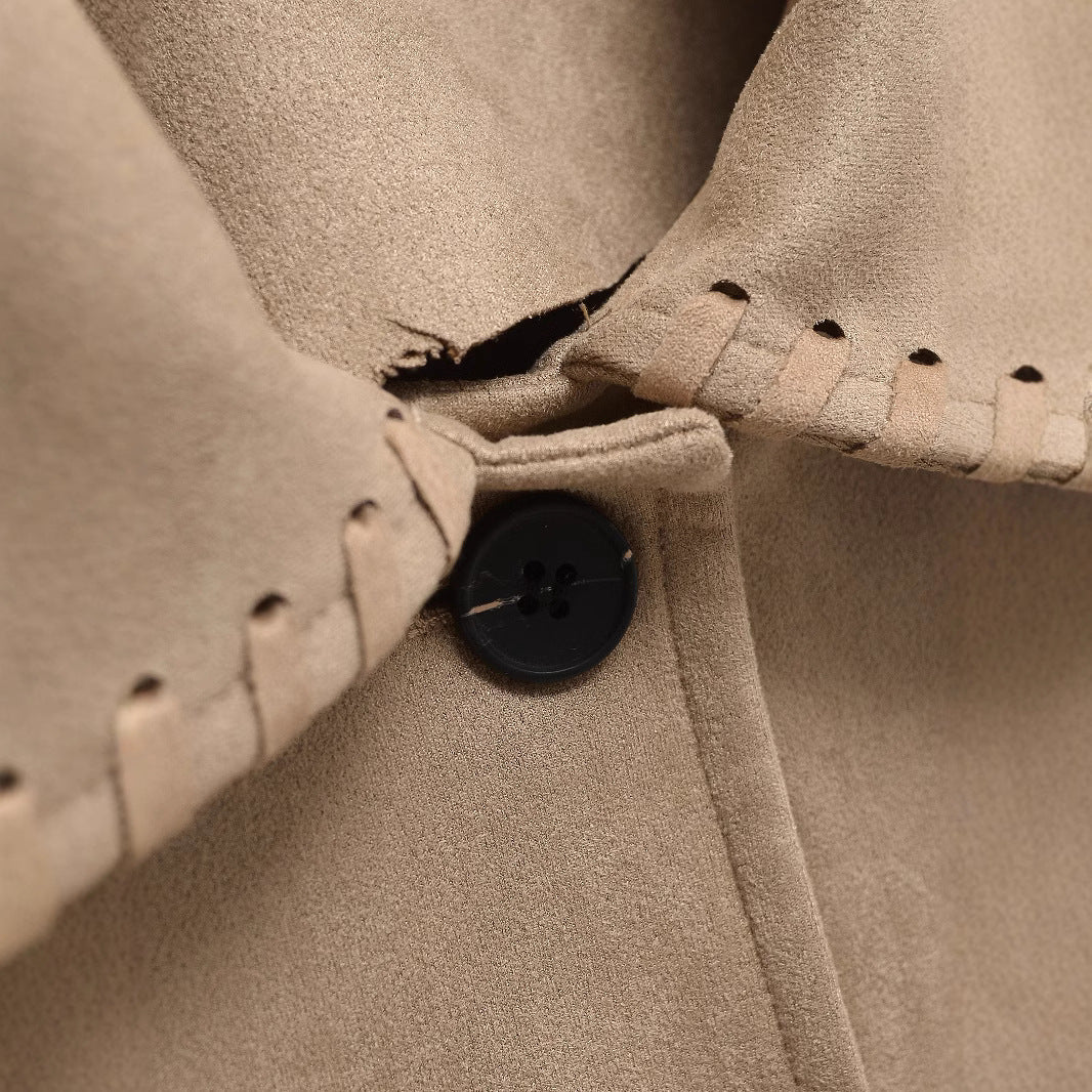 Damen Kurzjacke aus Veloursimitat mit Ziernaht‑Schnürung Nord Taschen