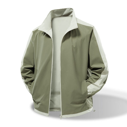 Herren Leichte winddichte Übergangsjacke mit Stehkragen, Kontrast-Ärmeln & Kordelzug Nord Taschen