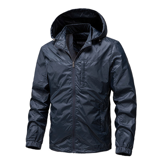 Herren Leichte wasserabweisende kompakt verstaubare Windjacke mit Kapuze Nord Taschen