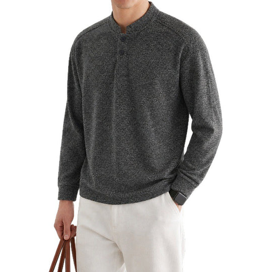 Herren Langarm Waffelstrick-Henley-Pullover mit Knopfleiste Nord Taschen