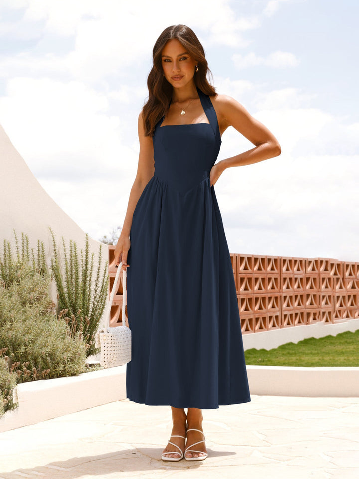 Damen Maxikleid mit schulterfreier Silhouette und eleganter Taillierung