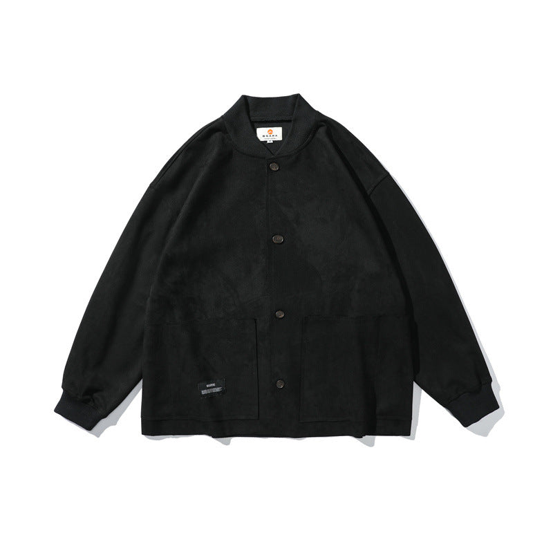 Herren Lockeres Overshirt aus Veloursleder-Imitat mit Knopfleiste und großen Fronttaschen Nord Taschen