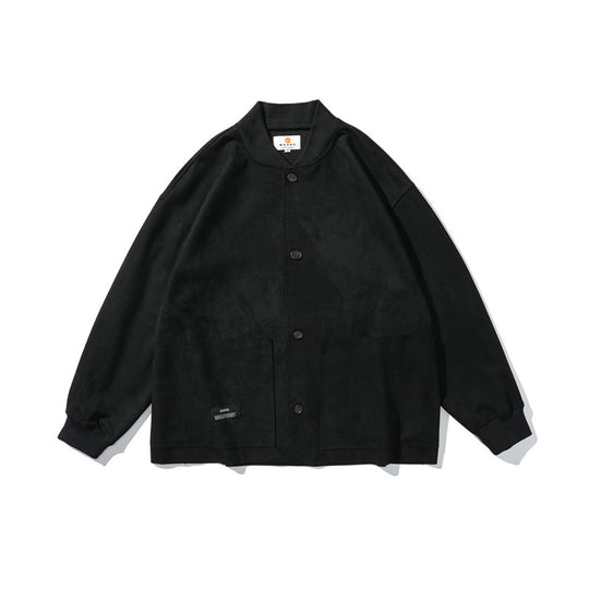 Herren Lockeres Overshirt aus Veloursleder-Imitat mit Knopfleiste und großen Fronttaschen Nord Taschen