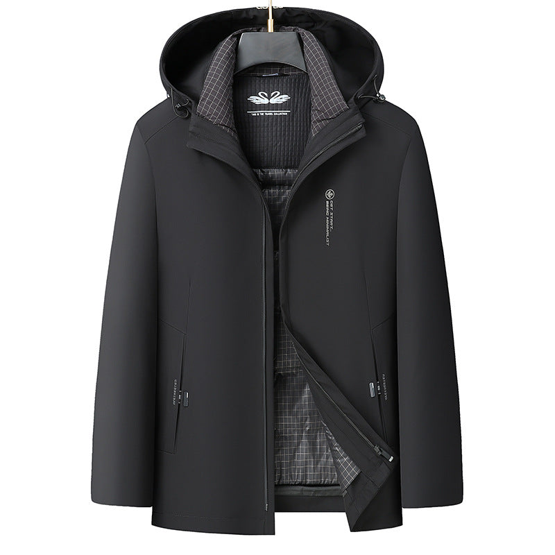 Herren Softshell-Parka mit gesteppter Thermofütterung und Kapuze Nord Taschen