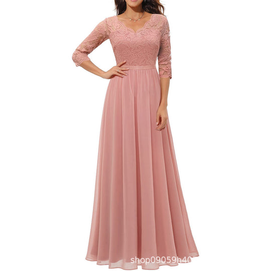 Damen elegantes Spitzenkleid