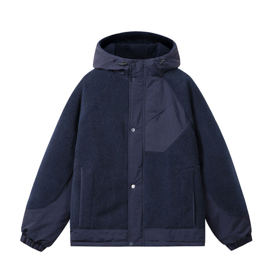 Unisex Boxy-Fleecejacke mit Kapuze und kontrastierenden Nylon-Einsätzen Nord Taschen