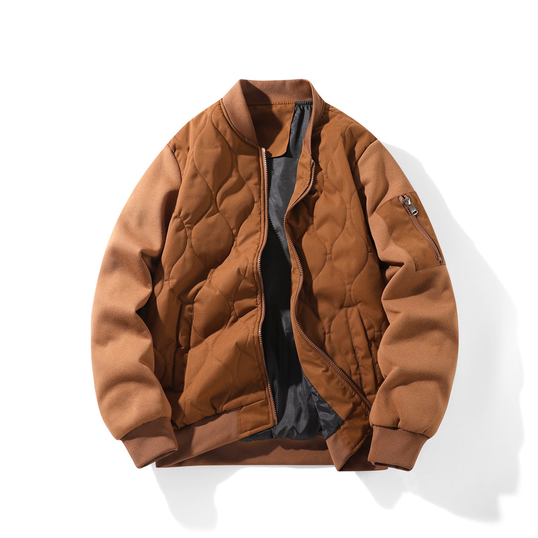 Men's  Quilted Bomber Jacket with Ribbed Collar and Sleeve Zip Pocket Nord Taschen