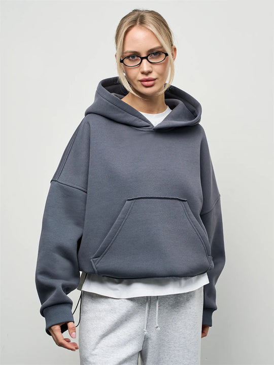 Damen lässiger Oversize-Hoodie mit Kängurutasche und weichem Innenfutter - Vittorelli