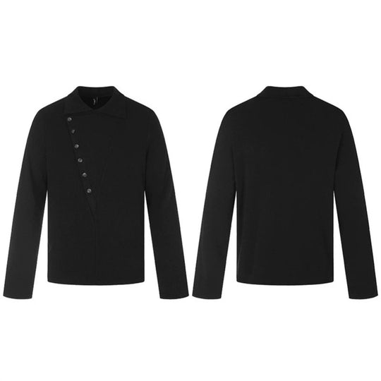 Herren Asymmetrische Hemdjacke mit schräger Knopfleiste und cleanem Stehkragen Nord Taschen