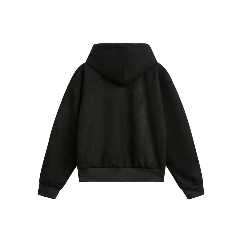 Damen Oversize-Kapuzen-Sweatjacke mit Reißverschluss und gefütterter Leoparden-Kapuze Nord Taschen
