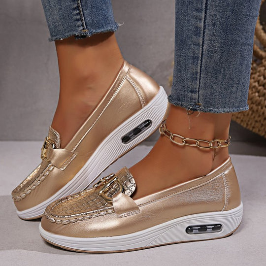 Damen  modische Plateau Loafer mit gepolstertem Luftkissenfußbett und Krokoprägung Nord Taschen