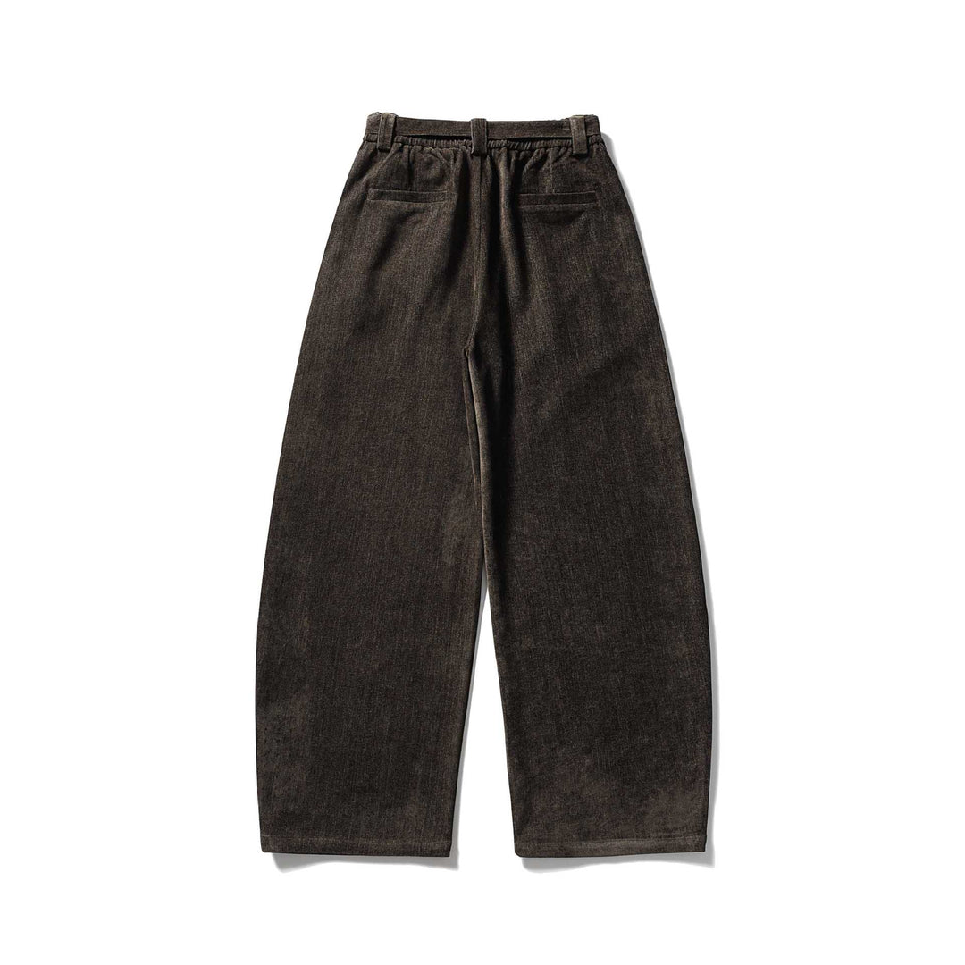 Damen Weite Hochtaillierte Bundfaltenhose mit Gürtel Nord Taschen