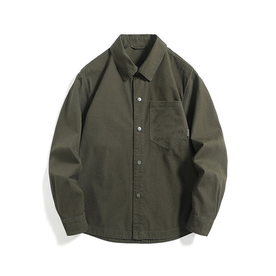 Herren Ripstop-Overshirt mit Druckknopfleiste, geradem Schnitt und Brusttasche Nord Taschen