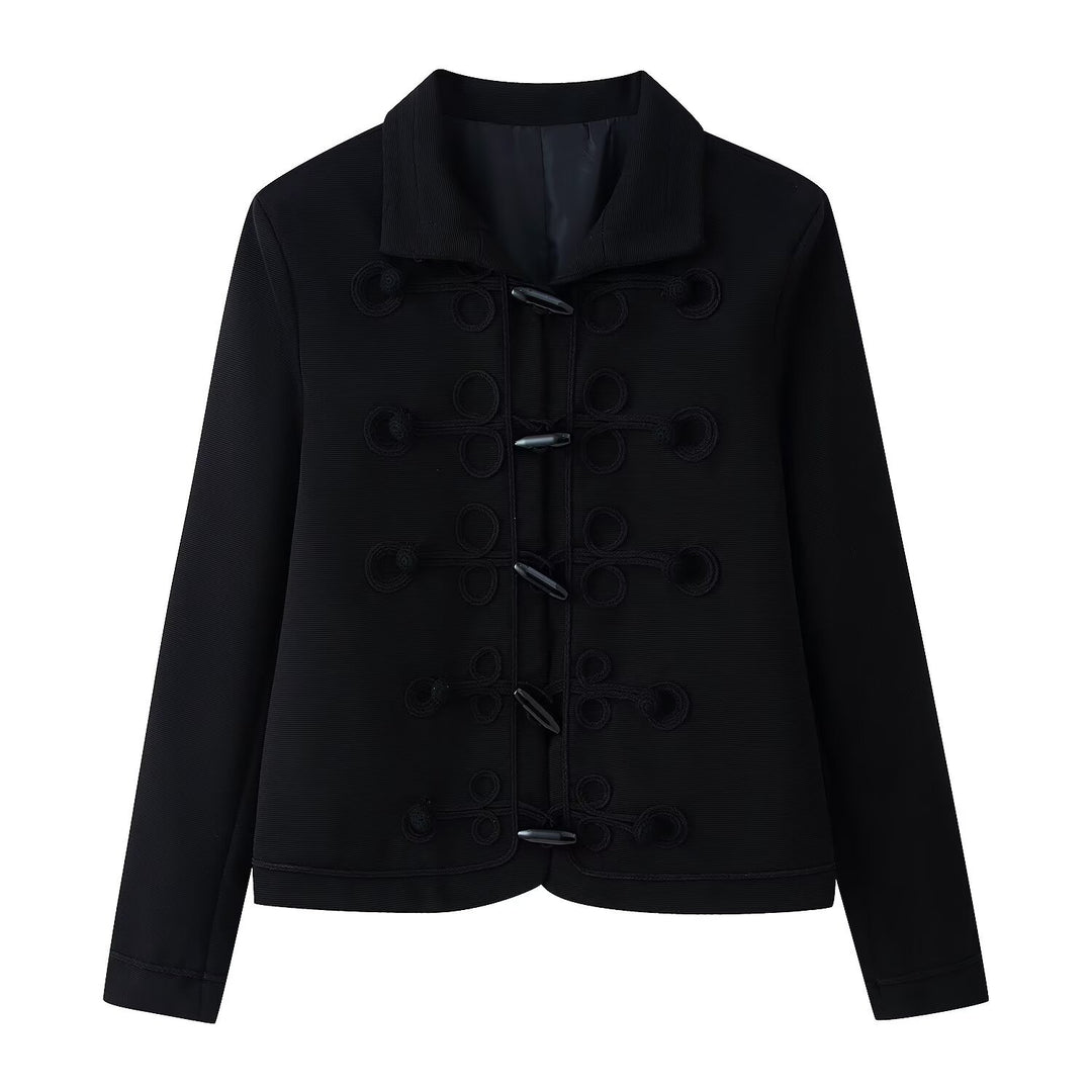 Damen Kurzjacke im militärisch inspirierten Stil mit Stehkragen und Zierkordeln Nord Taschen