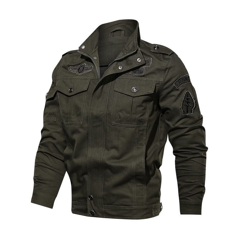 Herren Leichte Canvas-Utilityjacke im Military‑Look mit Stehkragen, Epauletten und Brustpattentaschen Nord Taschen