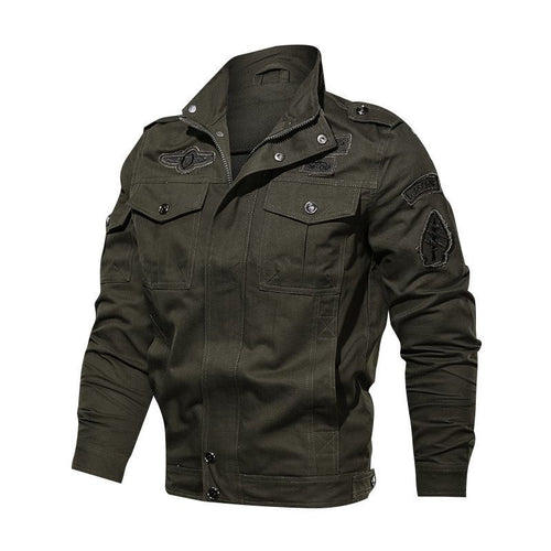 Herren Leichte Canvas-Utilityjacke im Military‑Look mit Stehkragen, Epauletten und Brustpattentaschen Nord Taschen